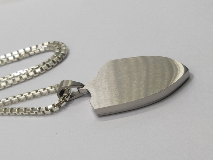 Stainless Steel Two-Tone Gear Shield Pendant Necklace