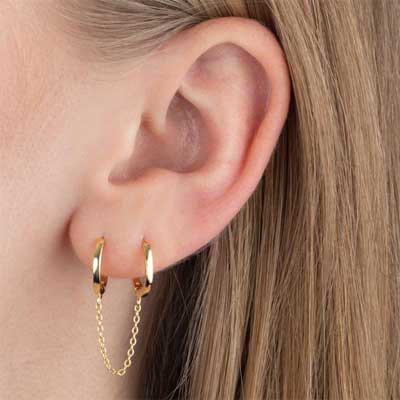 silver double huggie earring 