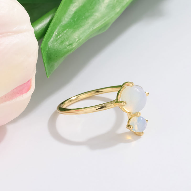silver moonstone double stone ring