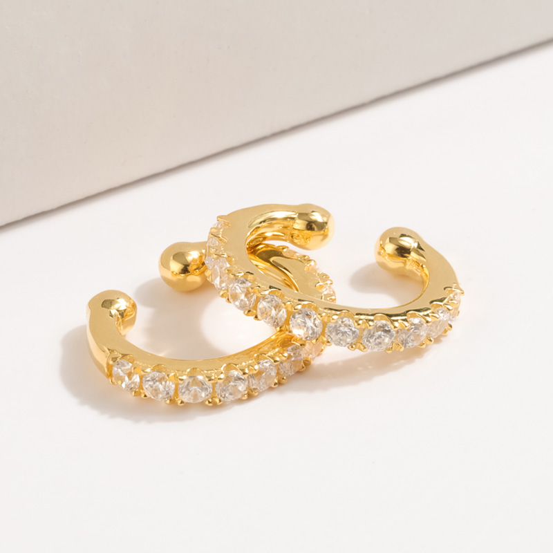 zircon hoop earrings gold
