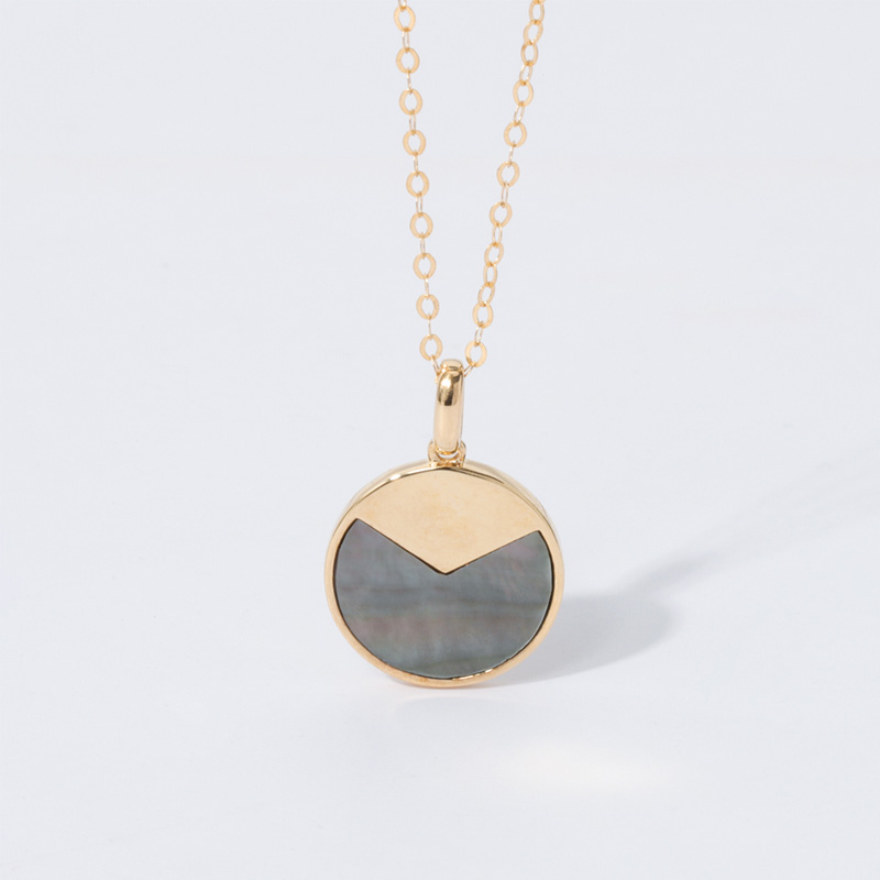 mother of pearl disc necklace gold