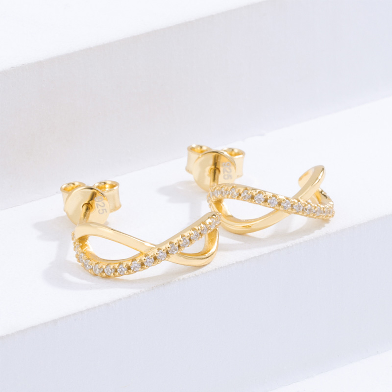 infinity earring studs 18k gold