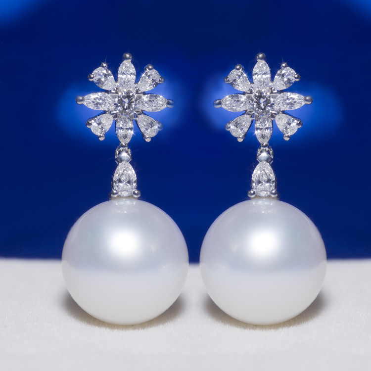 Women White Pearl Earrings
