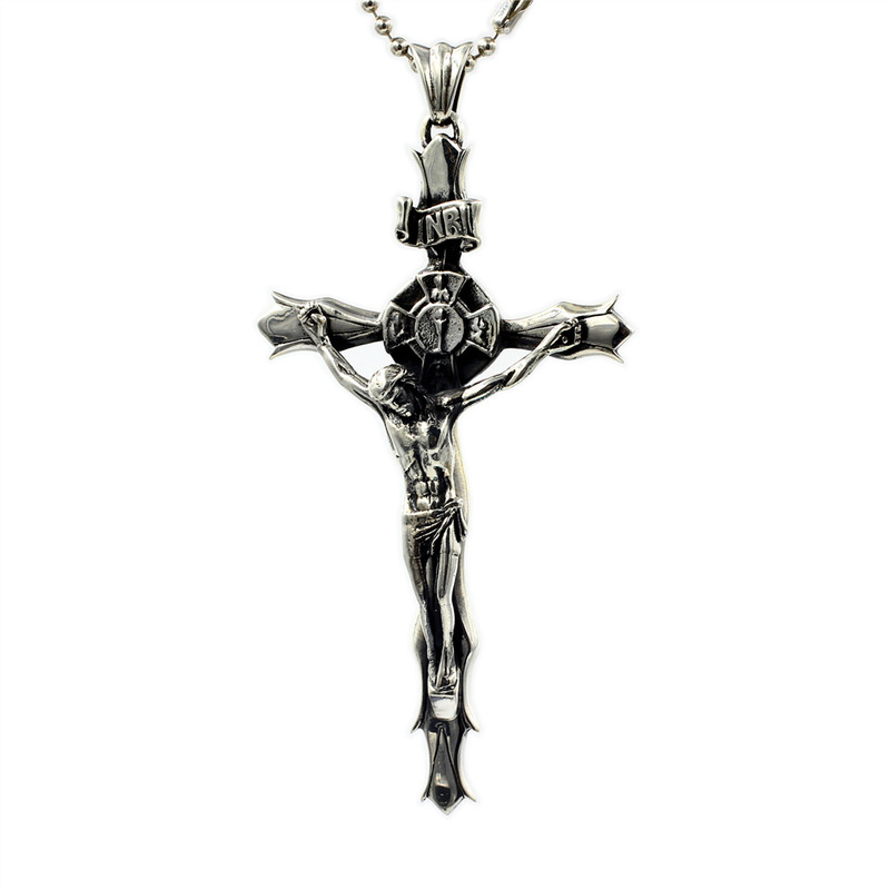 Silver cross pendant necklace