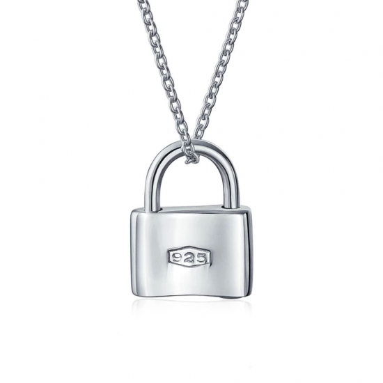  Silver Lock Necklace for Mens