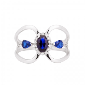 الزركون الأزرق خاتم الفضة الاسترليني