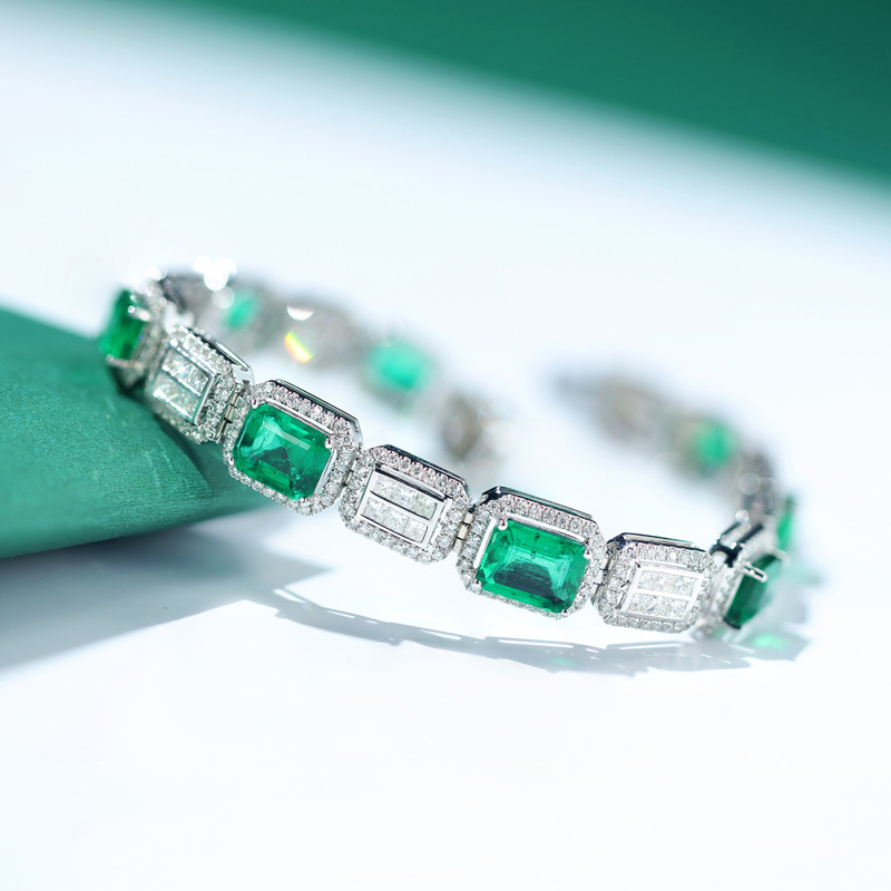 Luxury Emerald And Diamond Tennis Bracelet