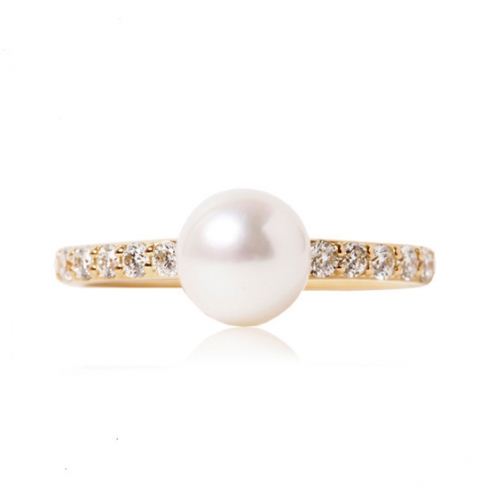 Akoya Pearls Diamond Ring