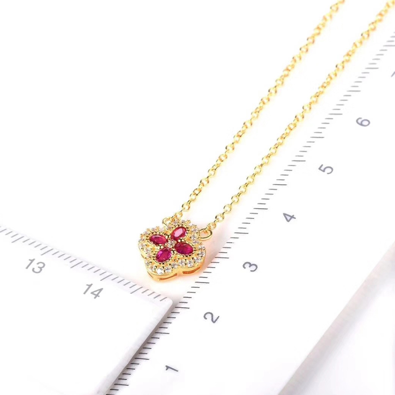  Gold and Diamond Necklace with Ruby