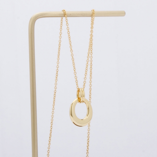  Oval Silver Pendant Necklace Gold Plated Women