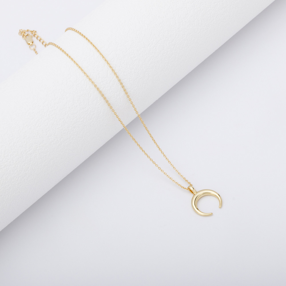 Half Moon Pendant Necklace 18K Yellow Gold Plated
