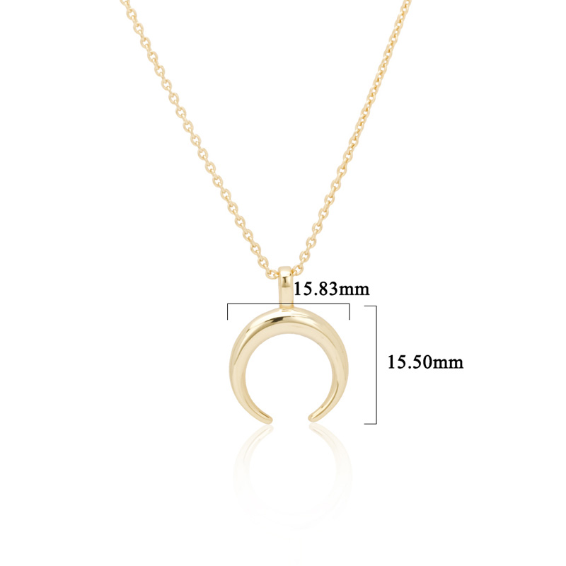 Half Moon Pendant Necklace 18K Yellow Gold Plated
