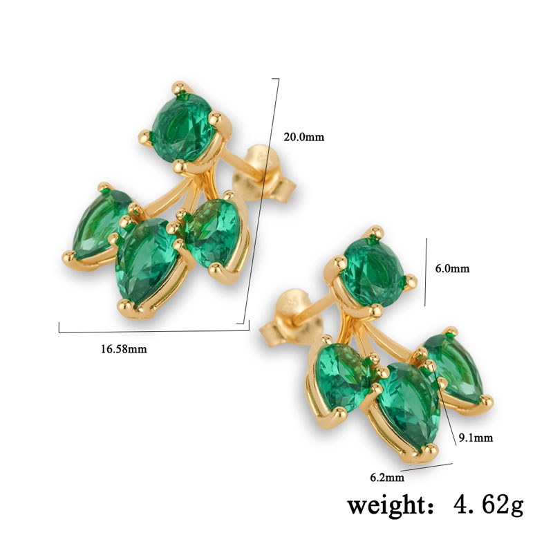 Leaf Green Cubic Zirconia Earrings