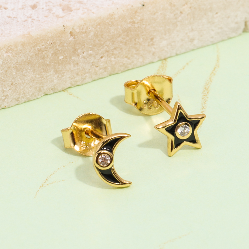 crescent moon and star earrings