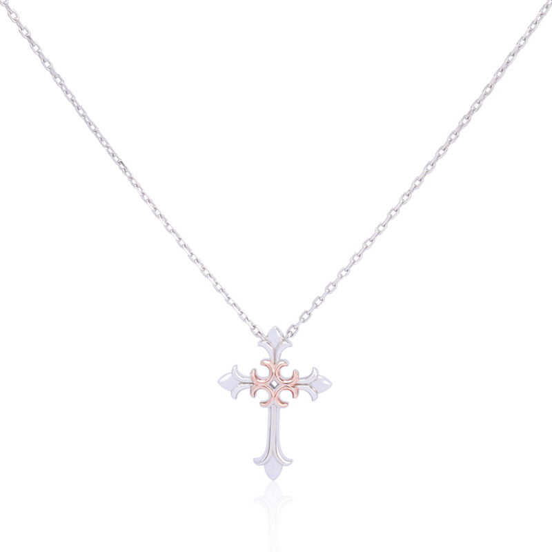 cross necklace womens silver