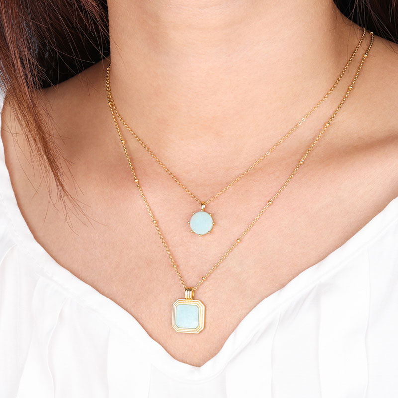 healing stone necklace gold plated