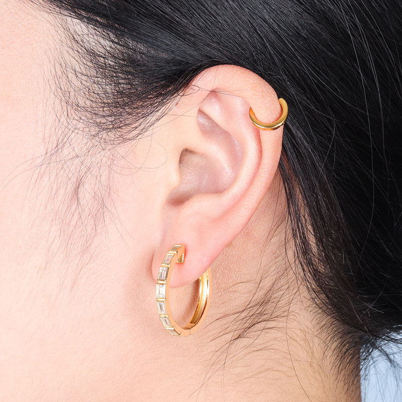 baguette hoop earrings