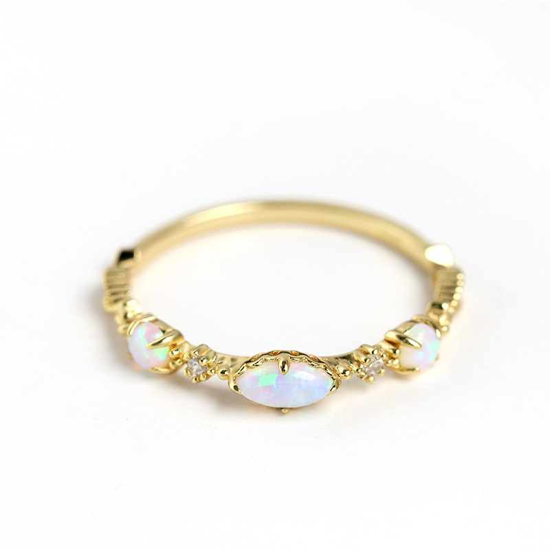 silver opal engagement ring