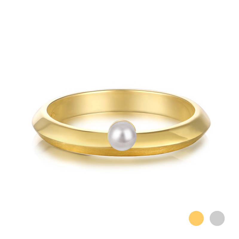 pearl ring silver band