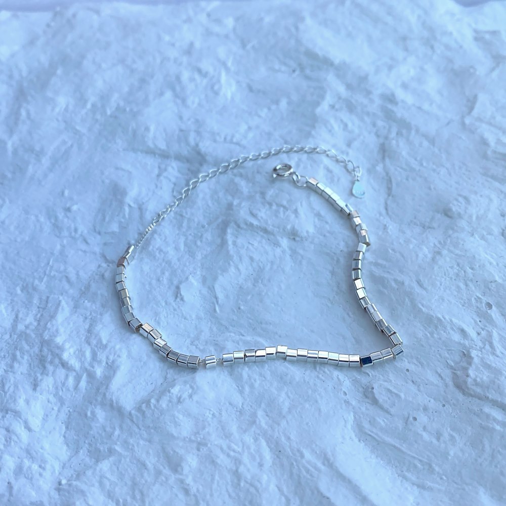 square chain bracelet silver