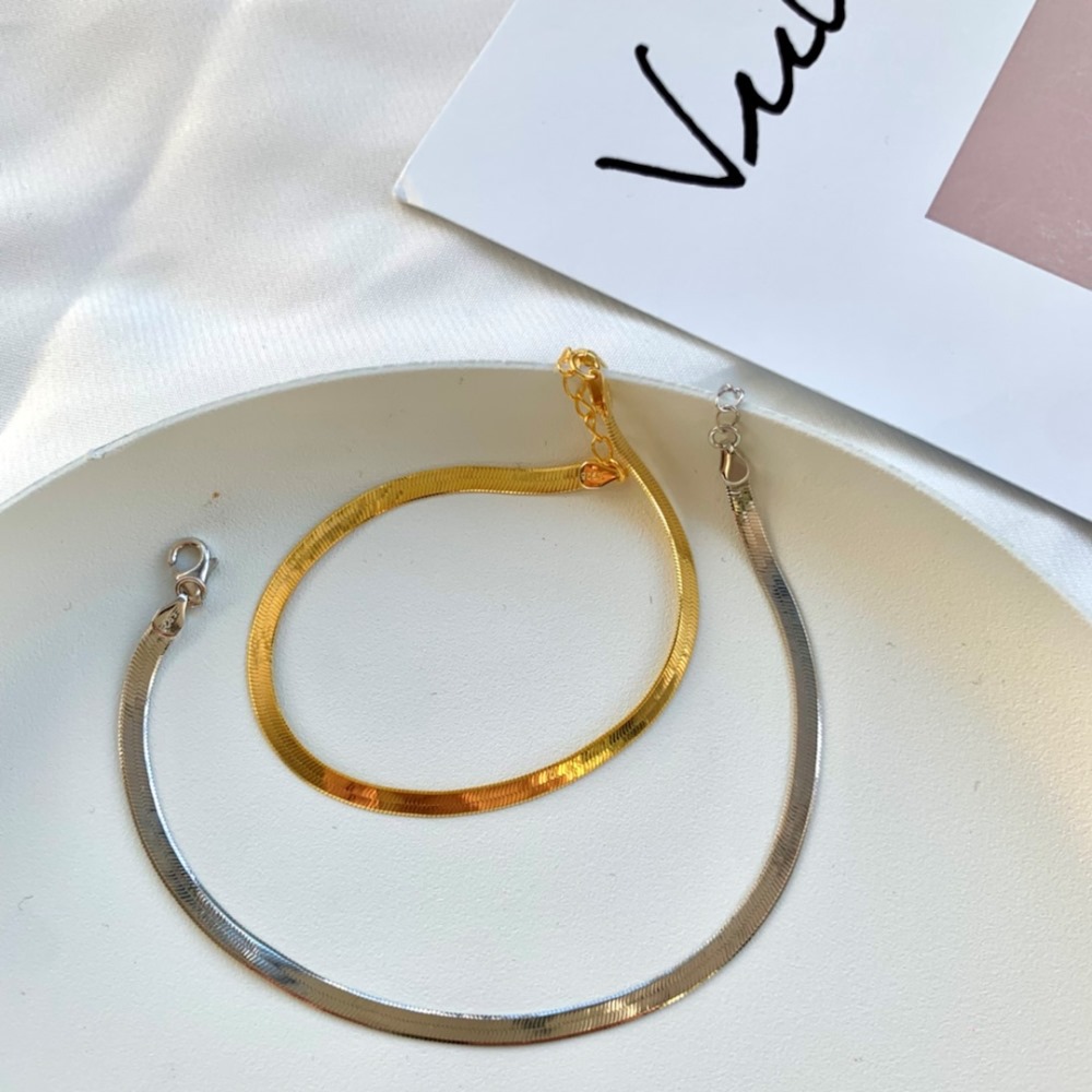 sterling silver herringbone chain bracelet