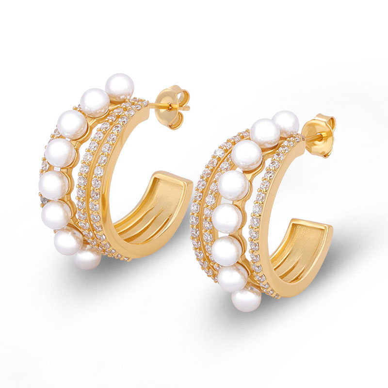 hoop and pearl earrings