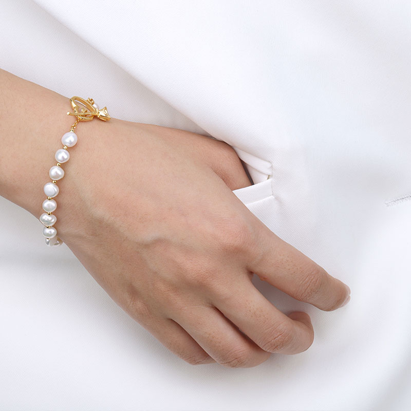 sterling silver pearl bracelet