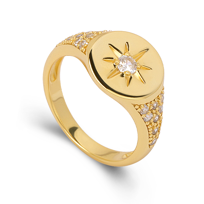 pave diamond signet ring