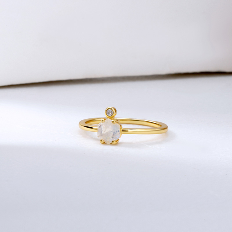 hexagon moonstone engagement ring