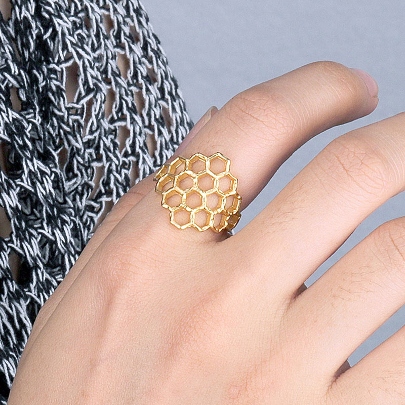 silver honeycomb ring